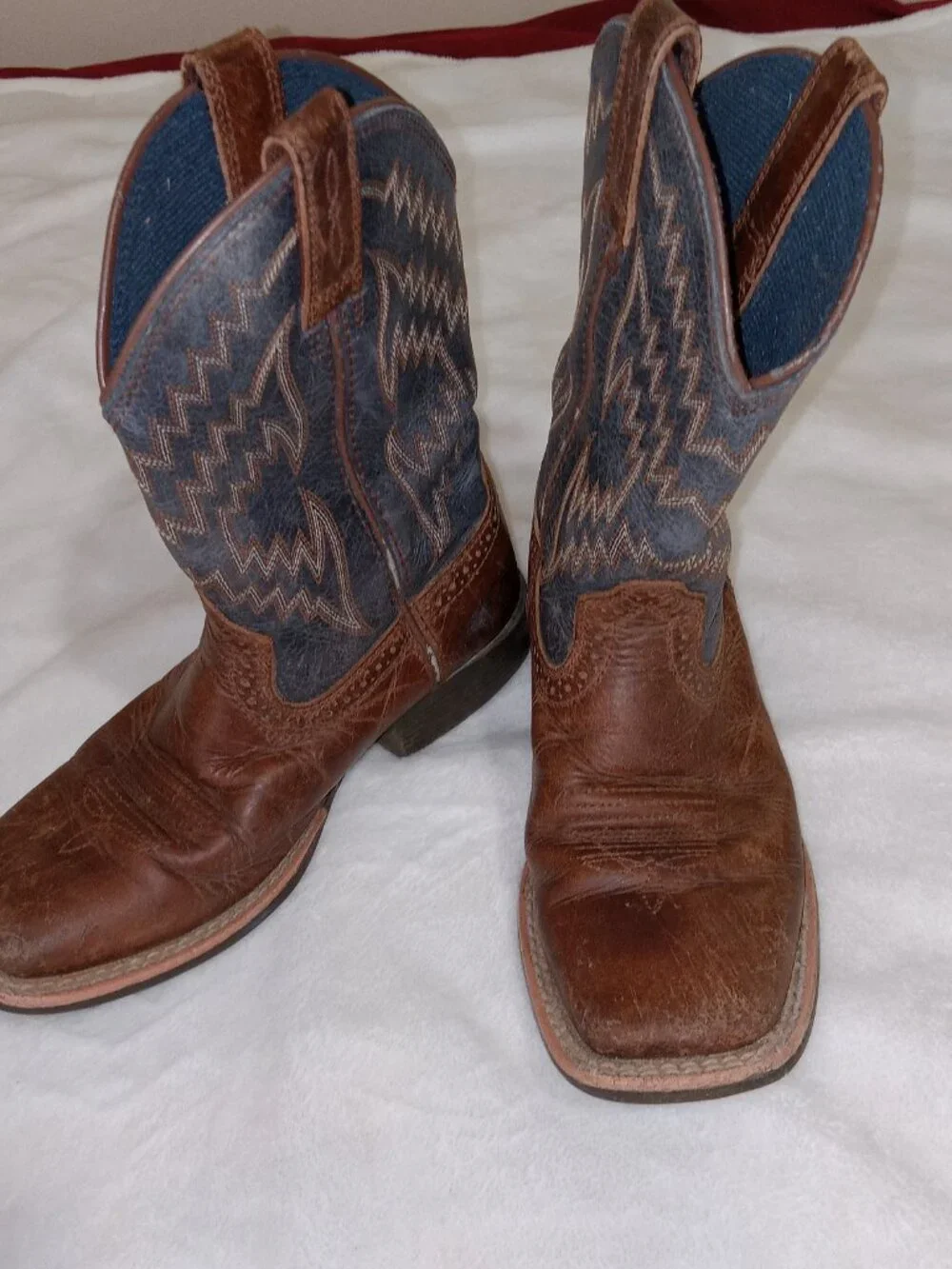 Ariat Youth Boys Tycoon Western Cowboy Boots Brown Blue 13.5 10021591